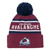 Youth Colorado Avalanche Burgundy Jacquard Cuffed Knit Hat with Pom