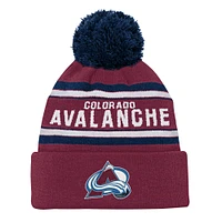 Youth Colorado Avalanche Burgundy Jacquard Cuffed Knit Hat with Pom