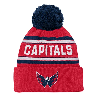 Youth Washington Capitals Red Jacquard Cuffed Knit Hat with Pom