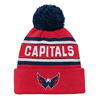 Youth Washington Capitals Red Jacquard Cuffed Knit Hat with Pom