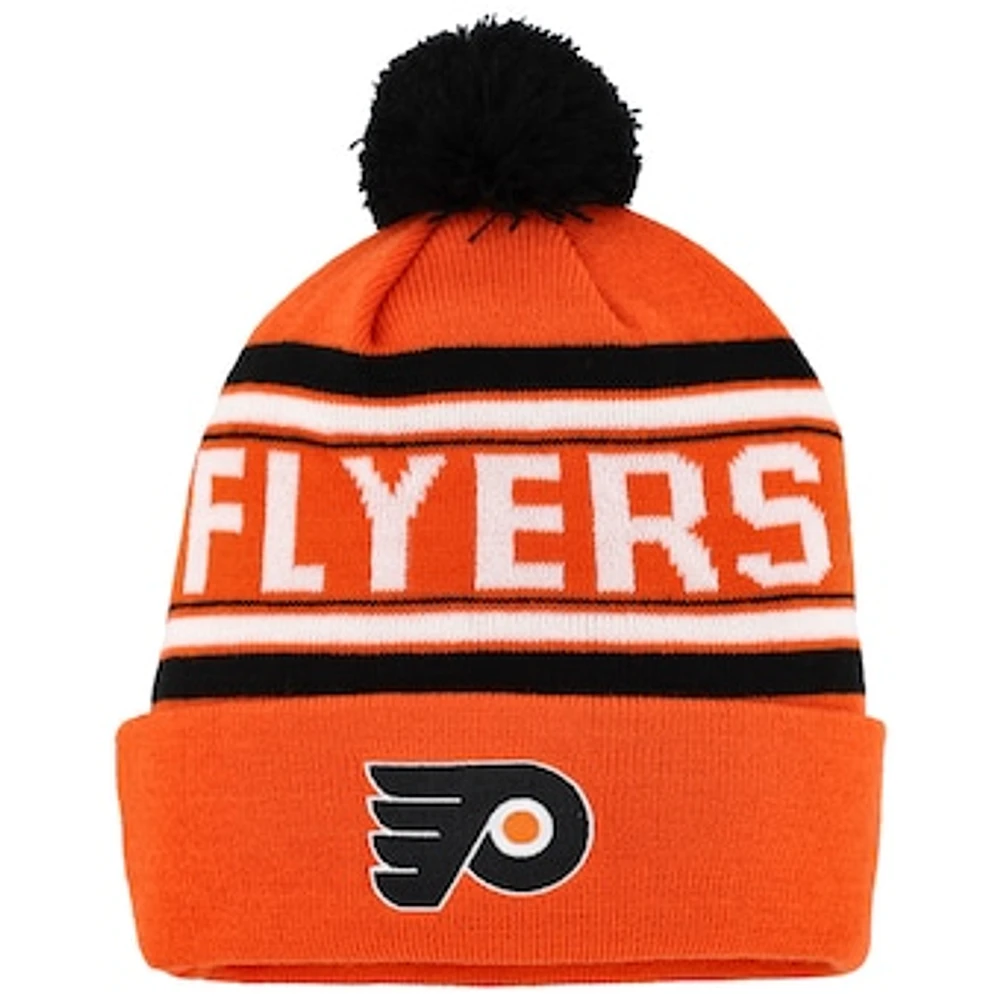 Youth Philadelphia Flyers Orange Jacquard Cuffed Knit Hat with Pom