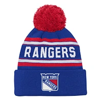 Youth New York Rangers Blue Jacquard Cuffed Knit Hat with Pom