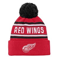 Youth Detroit Red Wings Red Jacquard Cuffed Knit Hat with Pom