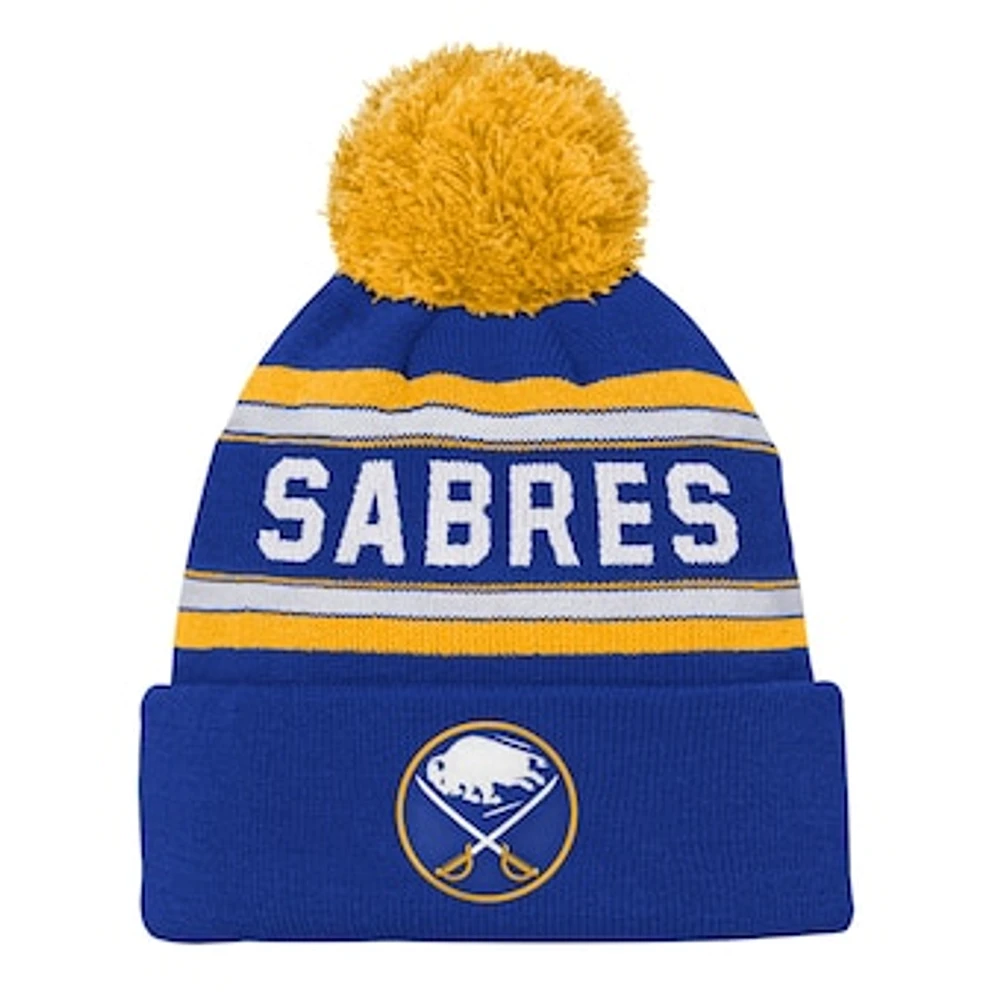 Youth Buffalo Sabres Royal Jacquard Cuffed Knit Hat with Pom