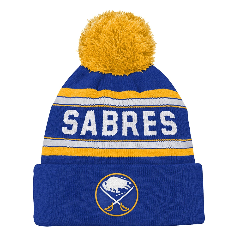 Youth Buffalo Sabres Royal Jacquard Cuffed Knit Hat with Pom