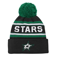 Youth Dallas Stars Black Jacquard Cuffed Knit Hat with Pom