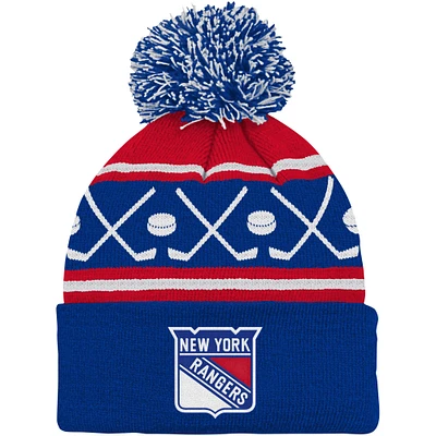 Infant Blue New York Rangers Face-Off Cuffed Knit Hat with Pom