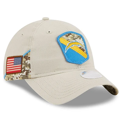 Women's New Era  Stone Los Angeles Chargers 2023 Salute To Service 9TWENTY Adjustable Hat