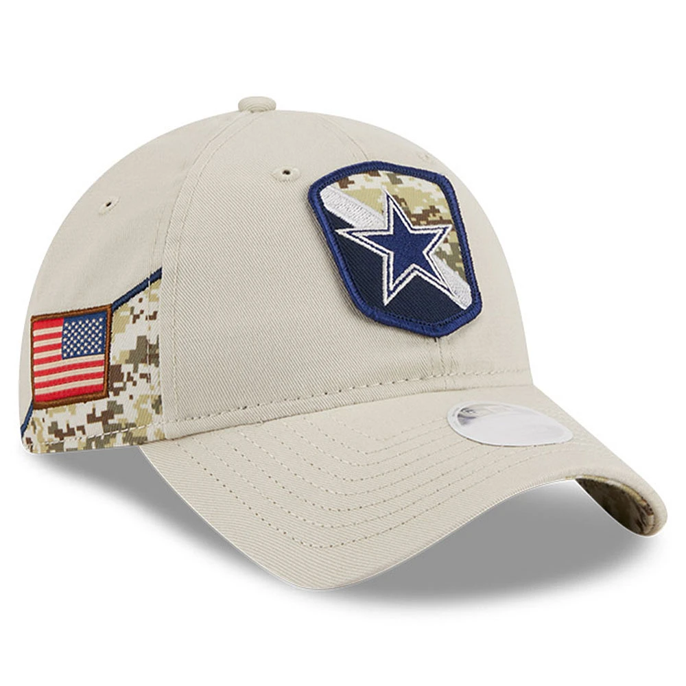 Women's New Era  Stone Dallas Cowboys 2023 Salute To Service 9TWENTY Adjustable Hat