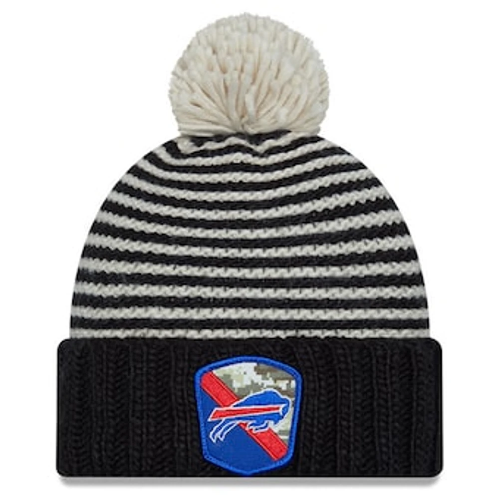 Women's New Era  Black Buffalo Bills 2023 Salute To Service Cuffed Pom Knit Hat