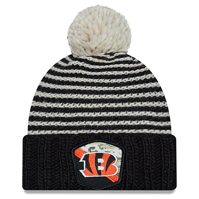 Women's New Era  Black Cincinnati Bengals 2023 Salute To Service Cuffed Pom Knit Hat