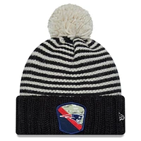 Women's New Era  Black New England Patriots 2023 Salute To Service Cuffed Pom Knit Hat