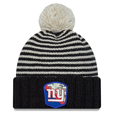 Women's New Era  Black New York Giants 2023 Salute To Service Cuffed Pom Knit Hat