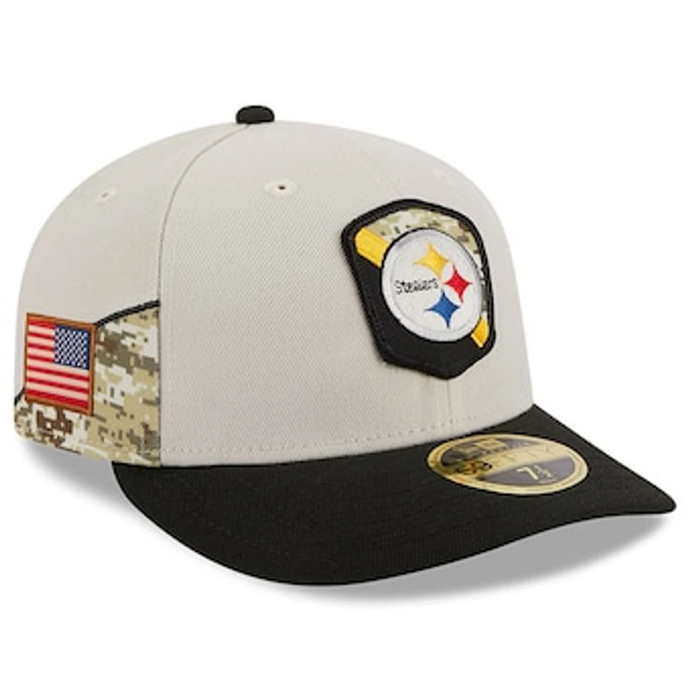 Men's New Era  Stone/Black Pittsburgh Steelers 2023 Salute To Service Low Profile 59FIFTY Fitted Hat