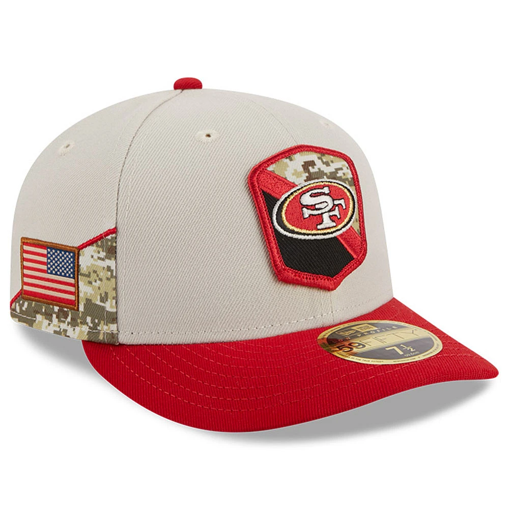 Men's New Era  Stone/Scarlet San Francisco 49ers 2023 Salute To Service Low Profile 59FIFTY Fitted Hat