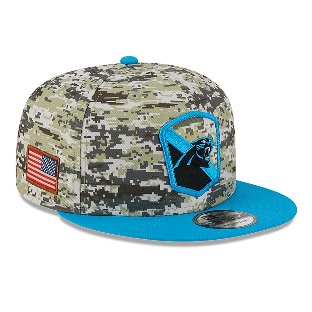 Men's New Era  Camo/Blue Carolina Panthers 2023 Salute To Service 9FIFTY Snapback Hat