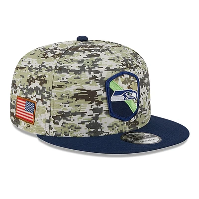 Men's New Era  Camo/College Navy Seattle Seahawks 2023 Salute To Service 9FIFTY Snapback Hat