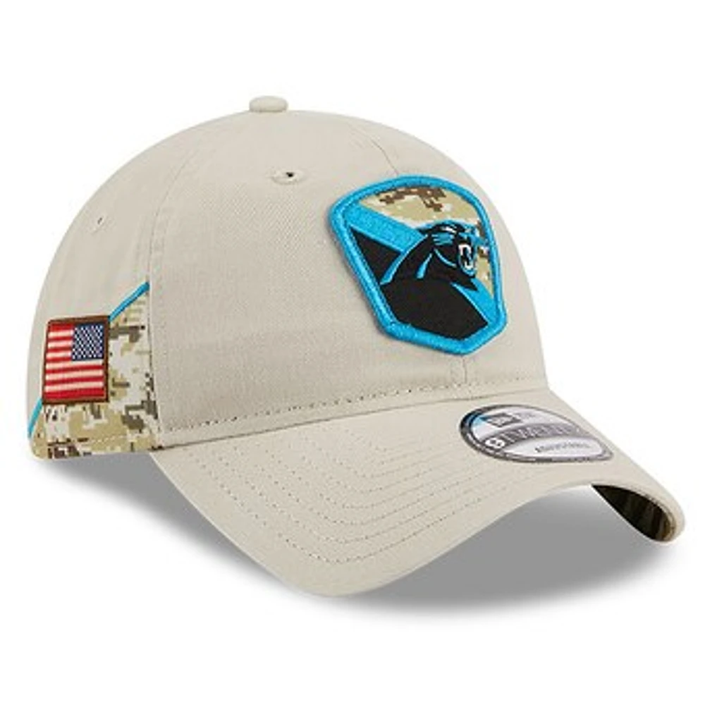 Men's New Era  Stone Carolina Panthers 2023 Salute To Service 9TWENTY Adjustable Hat