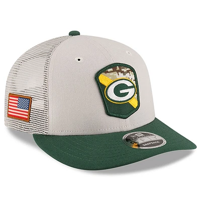 Men's New Era  Stone/Green Green Bay Packers 2023 Salute To Service Low Profile 9FIFTY Snapback Hat