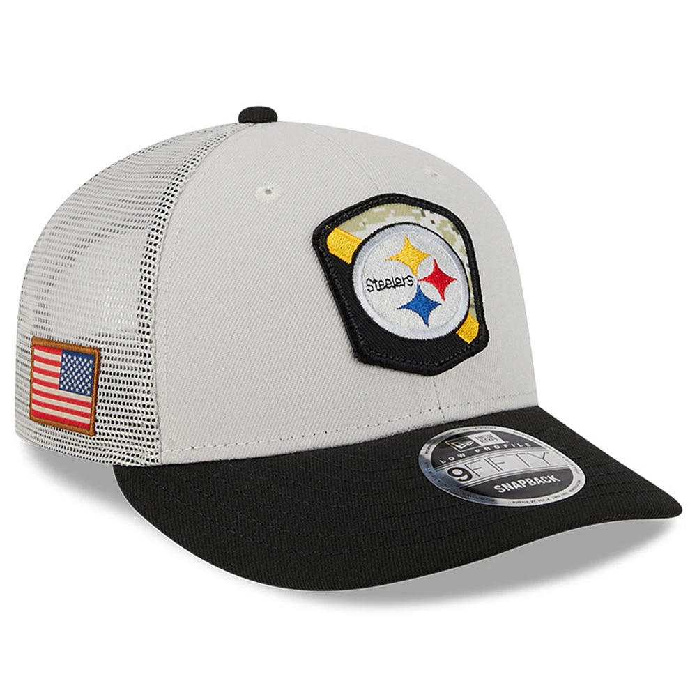 Men's New Era  Stone/Black Pittsburgh Steelers 2023 Salute To Service Low Profile 9FIFTY Snapback Hat