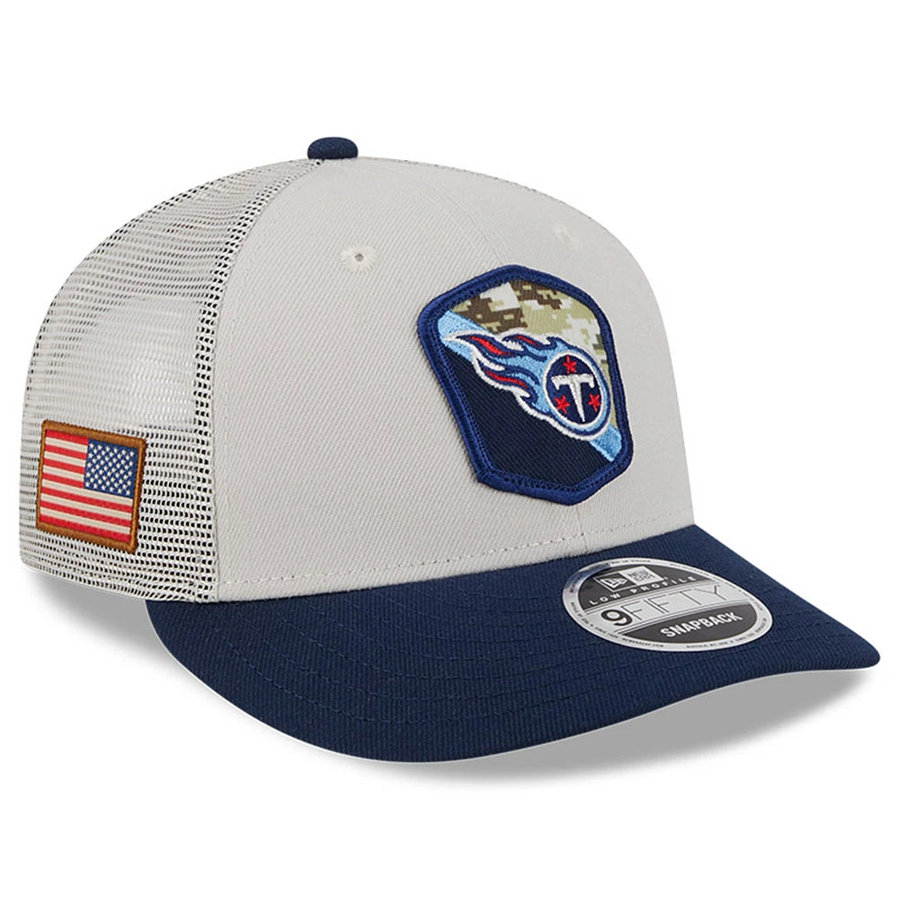 Men's New Era  Stone/Navy Tennessee Titans 2023 Salute To Service Low Profile 9FIFTY Snapback Hat