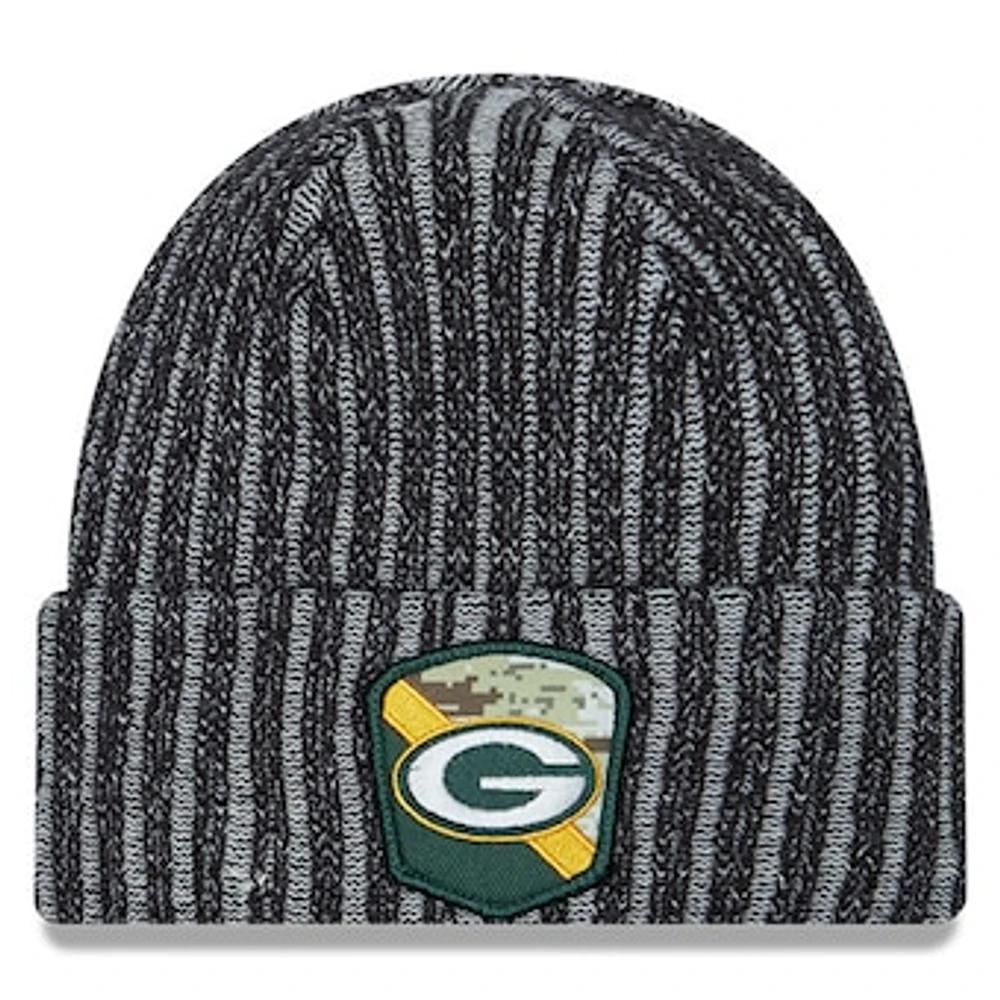 Men's New Era  Black Green Bay Packers 2023 Salute To Service Cuffed Knit Hat