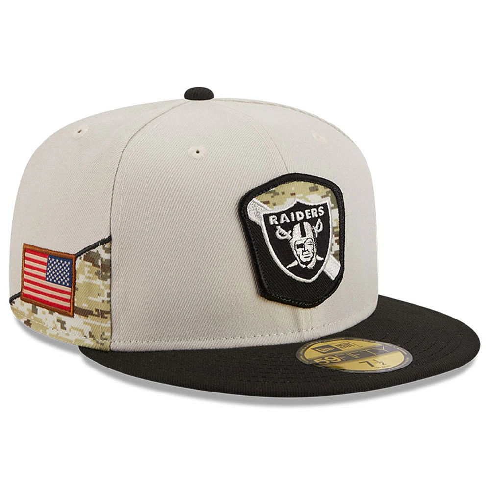 Men's New Era  Stone/Black Las Vegas Raiders 2023 Salute To Service 59FIFTY Fitted Hat