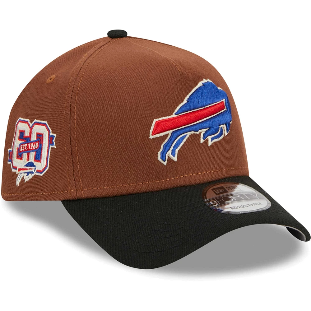 Men's New Era Brown/Black Buffalo Bills Harvest A-Frame 60th Anniversary 9FORTY Adjustable Hat