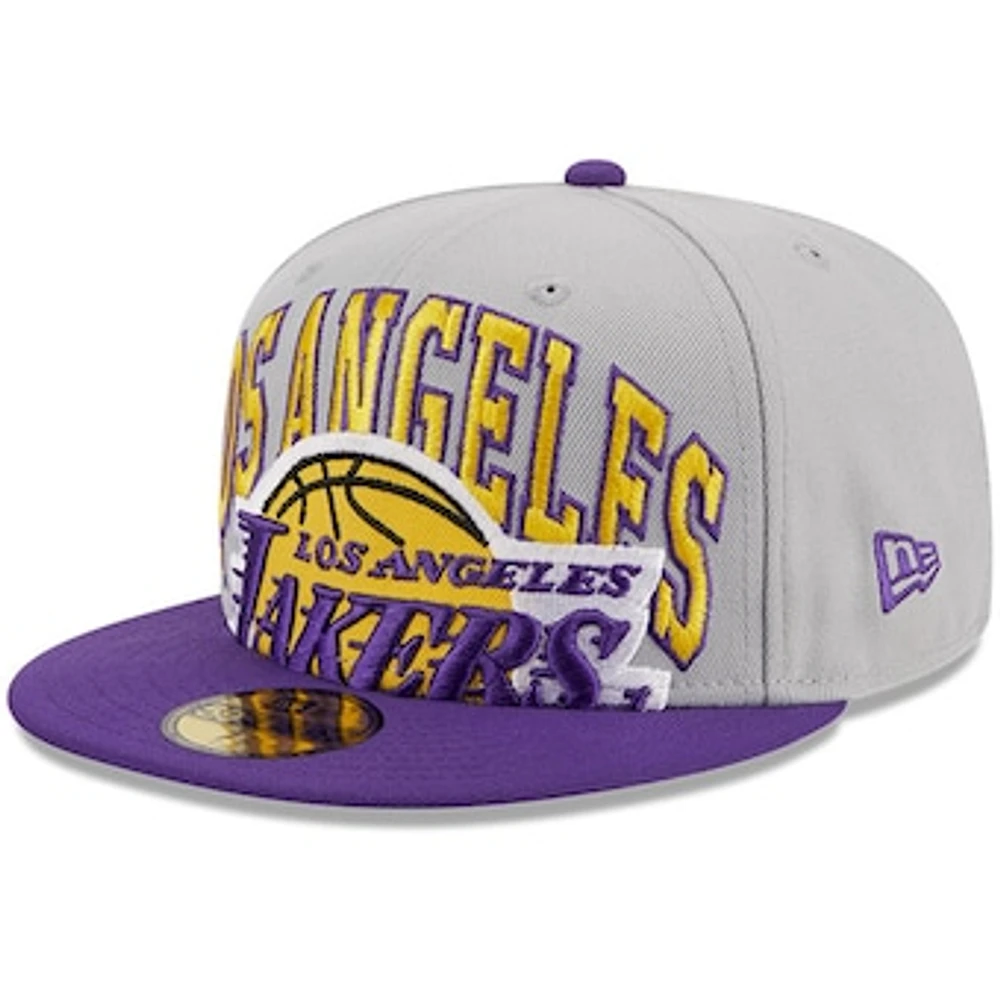 Men's New Era Gray/Purple Los Angeles Lakers Tip-Off Two-Tone 59FIFTY Fitted Hat