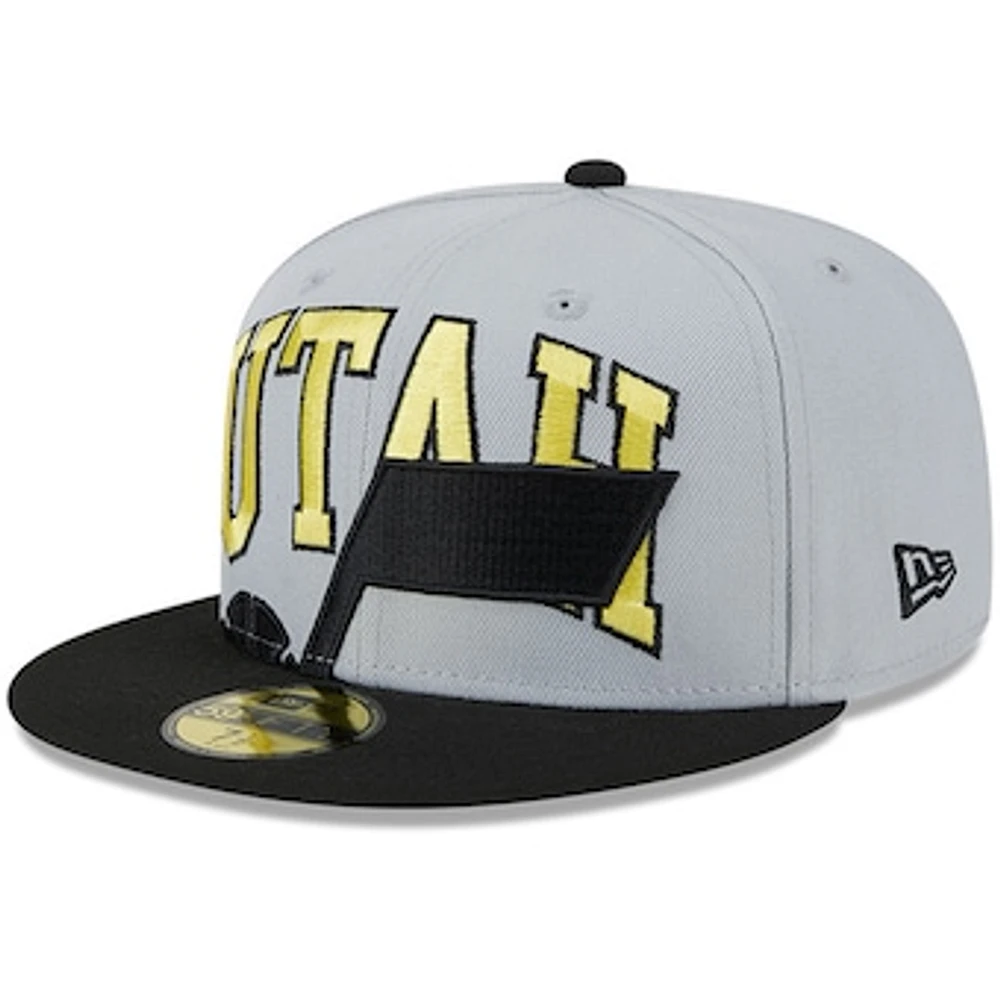 Men's New Era Gray/Black Utah Jazz Tip-Off Two-Tone 59FIFTY Fitted Hat