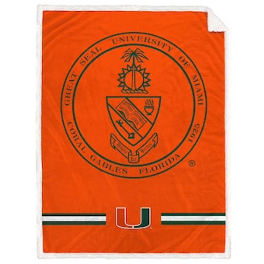 Miami Hurricanes 60'' x 80'' University Seal Flannel Sherpa Blanket