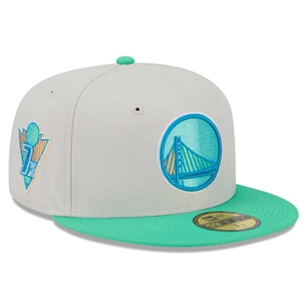 Men's New Era Golden State Warriors Cream and Green 59FIFTY Fitted Hat