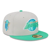 Men's New Era Los Angeles Lakers Cream and Green 59FIFTY Fitted Hat