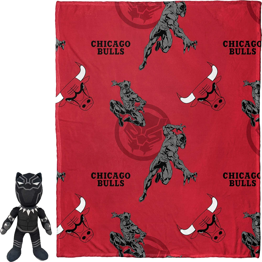 Northwest x Disney Chicago Bulls Black Panther Hugger Pillow & Throw Blanket Set