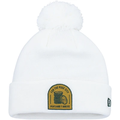 Men's New Era  White Portland Timbers Jersey Hook Cuffed Knit Hat with Pom