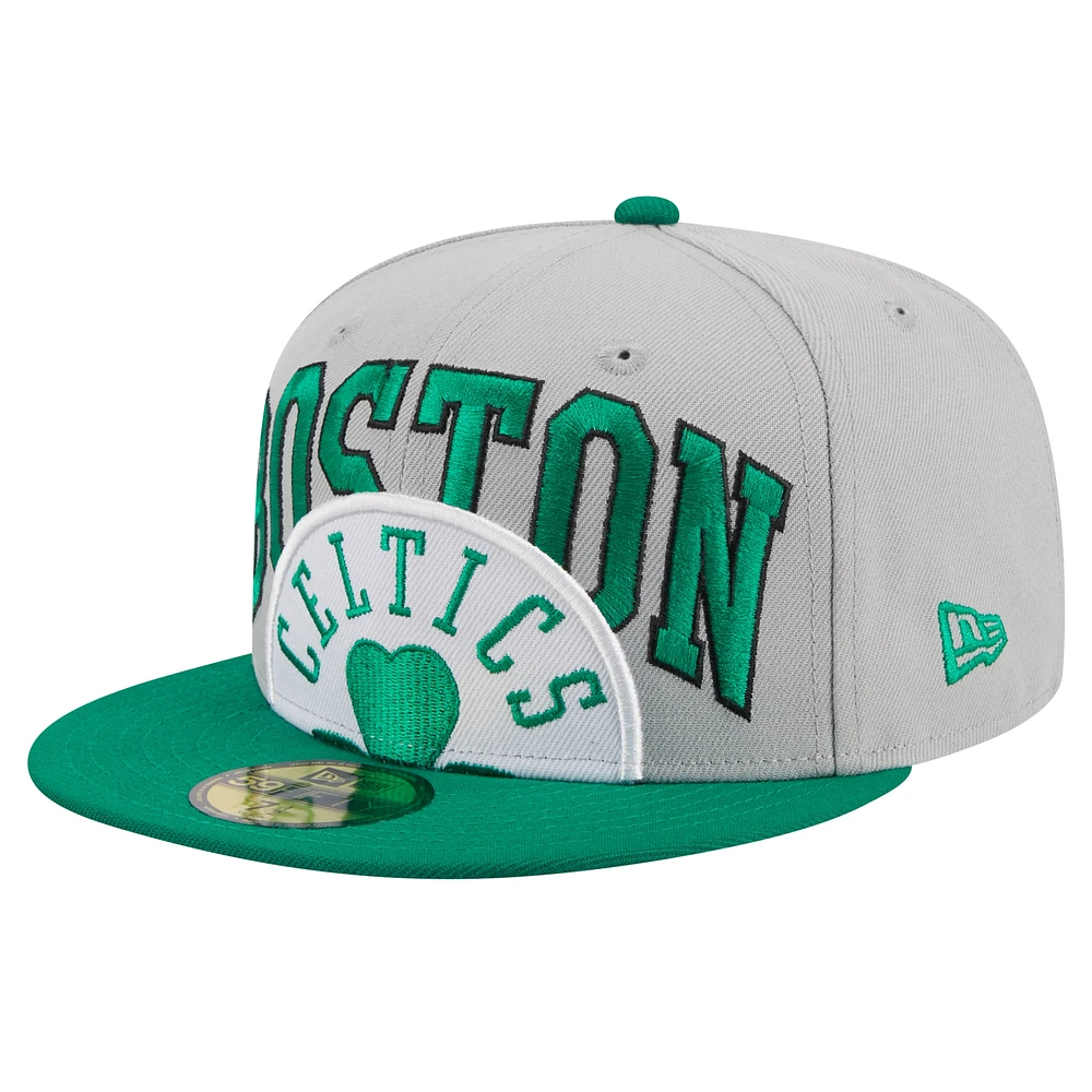 Men's New Era Kelly Green/Gray Boston Celtics Tip-Off 59FIFTY Fitted Hat