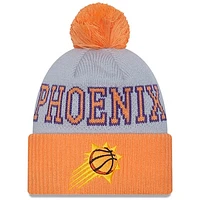 Men's New Era Gray/Orange Phoenix Suns Tip-Off Cuffed Knit Hat with Pom