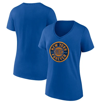Women's Blue New York Knicks Huddle V-Neck T-Shirt