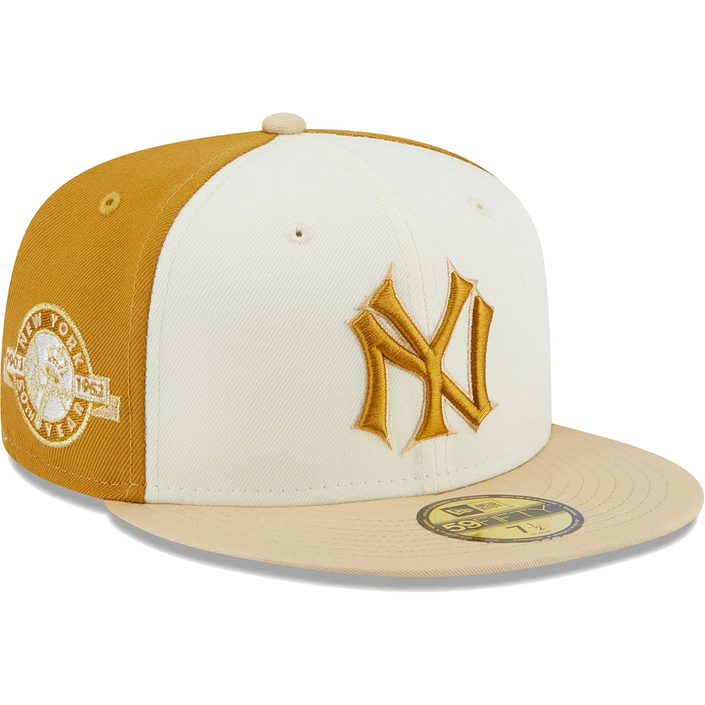 Men's New Era Cream/Gold York Yankees  Chrome Anniversary 59FIFTY Fitted Hat