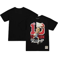 Men's Mitchell & Ness Dennis Rodman Black Detroit Pistons Hardwood Classics Caricature T-Shirt