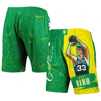 Men's Mitchell & Ness Larry Bird Green Boston Celtics Hardwood Classics Player Burst Shorts