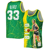 Men's Mitchell & Ness Larry Bird Kelly Green Boston Celtics 1985-86 Hardwood Classics Player Burst Tank Top