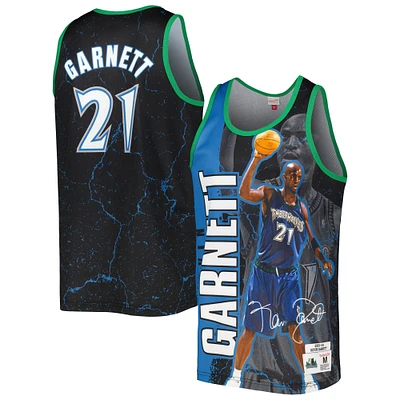 Men's Mitchell & Ness Kevin Garnett Black Minnesota Timberwolves 2003-04 Hardwood Classics Player Burst Tank Top