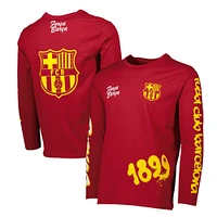 Men's Red Barcelona Graffiti Long Sleeve T-Shirt