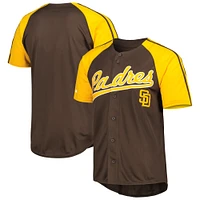 Men's Stitches Brown San Diego Padres Button-Down Raglan Fashion Jersey