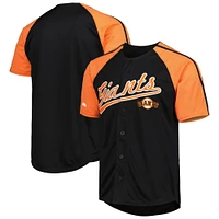 Men's Stitches Black San Francisco Giants Button-Down Raglan Fashion Jersey