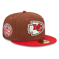 Men's New Era Brown Kansas City Chiefs Harvest  59FIFTY Fitted Hat