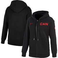 Women's Nike Black Canada Basketball Travel Fleece Full-Zip Hoodie