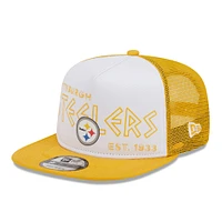 Men's New Era White/Gold Pittsburgh Steelers Banger 9FIFTY Trucker Snapback Hat