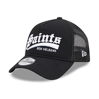 Men's New Era Black New Orleans Saints Caliber Trucker 9FORTY Adjustable Hat